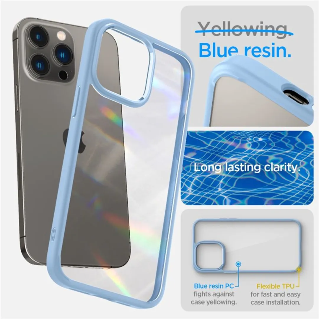 Spigen Crystal Hybrid iPhone 14 Pro Hoesje - Transparant Blauw