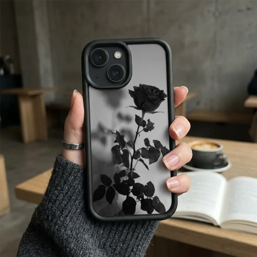 NUVEX iPhone 15 Hoesje - Zwart/Transparant - Roosprint