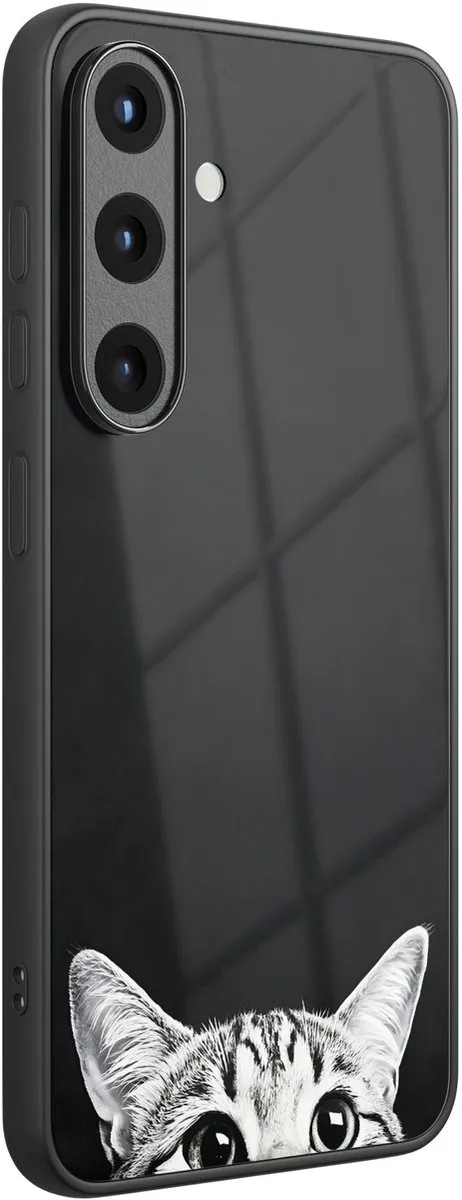 Casevibes Samsung Galaxy S25 Hoesje - Zwart - Kat Kiekeboe Print