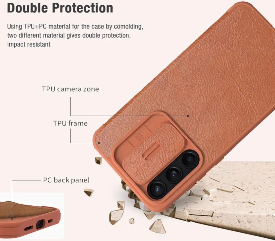 Nillkin Qin Leather Book Case - Samsung Galaxy A35 - 2 Pasjes - Bruin