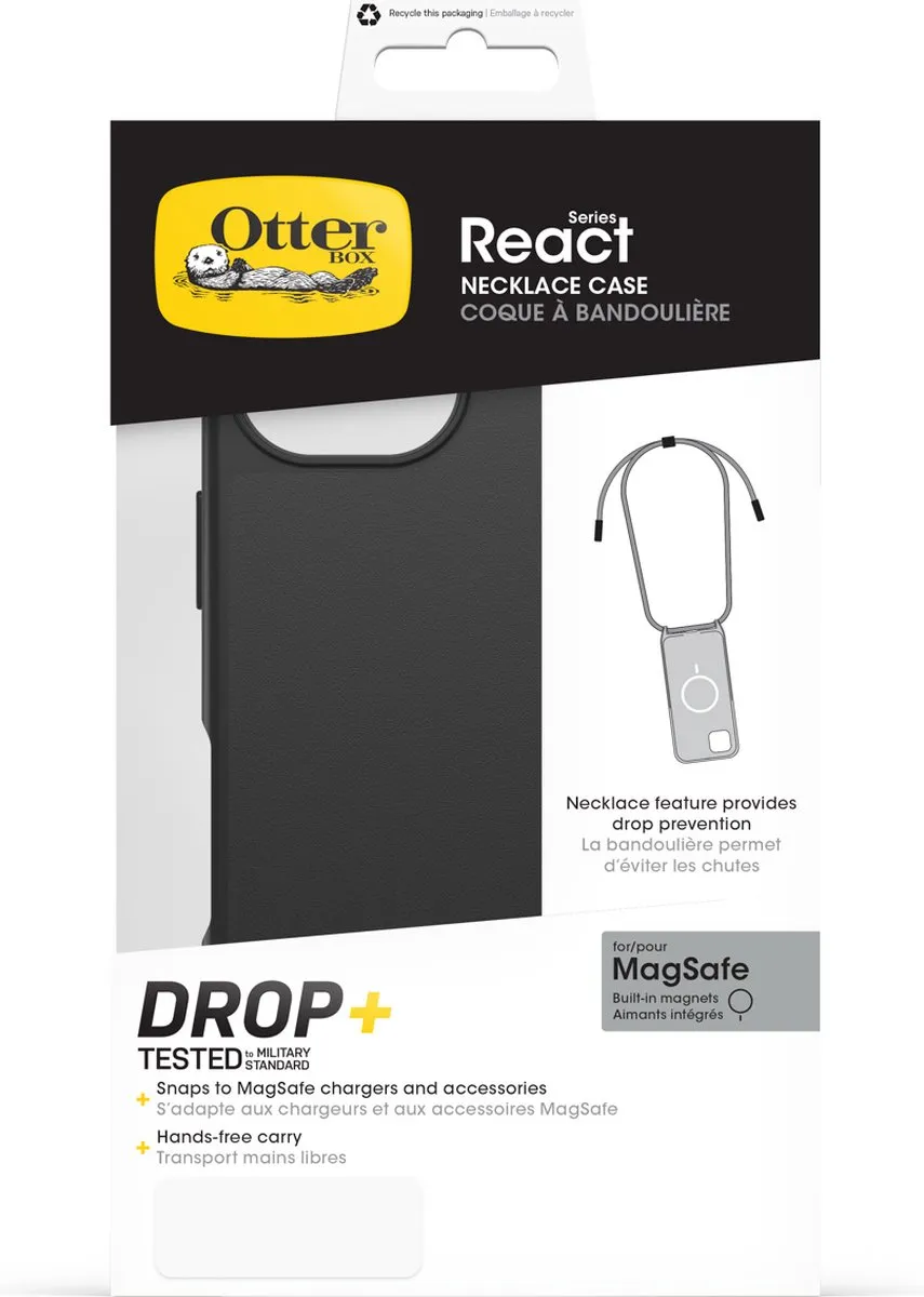 OtterBox React Necklace Mag iPhone 16 Hoesje - 77-96814 - Zwart - afbeelding 6 van 6