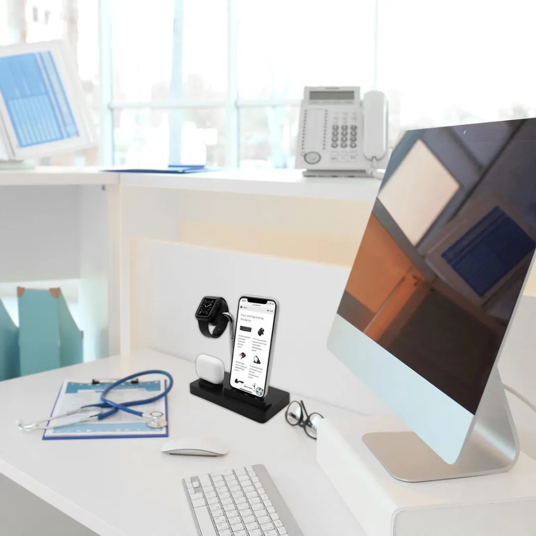 Macally MWATCHSTAND3 3-in-1 Standaard - Apple Watch/iPhone - Zwart