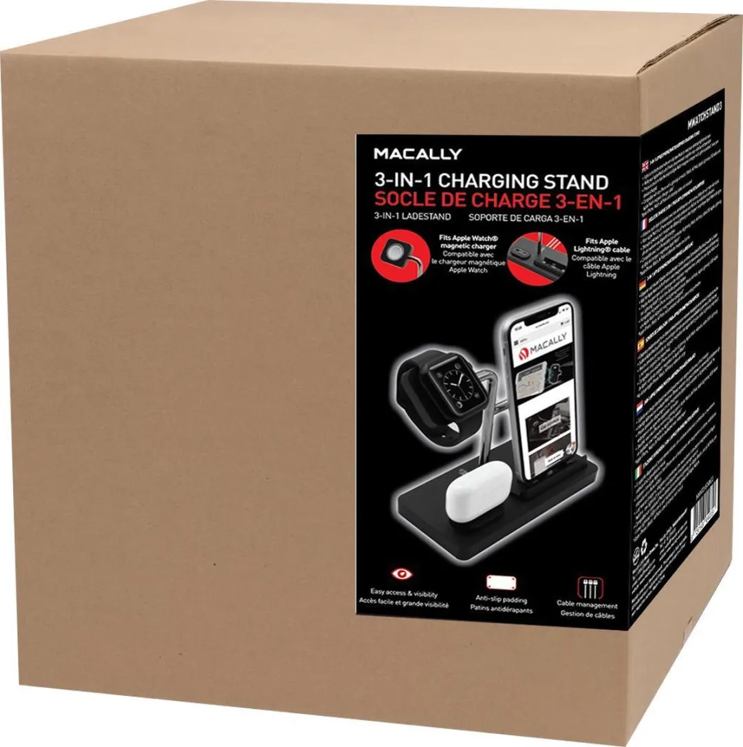 Macally MWATCHSTAND3 3-in-1 Standaard - Apple Watch/iPhone - Zwart - afbeelding 6 van 6