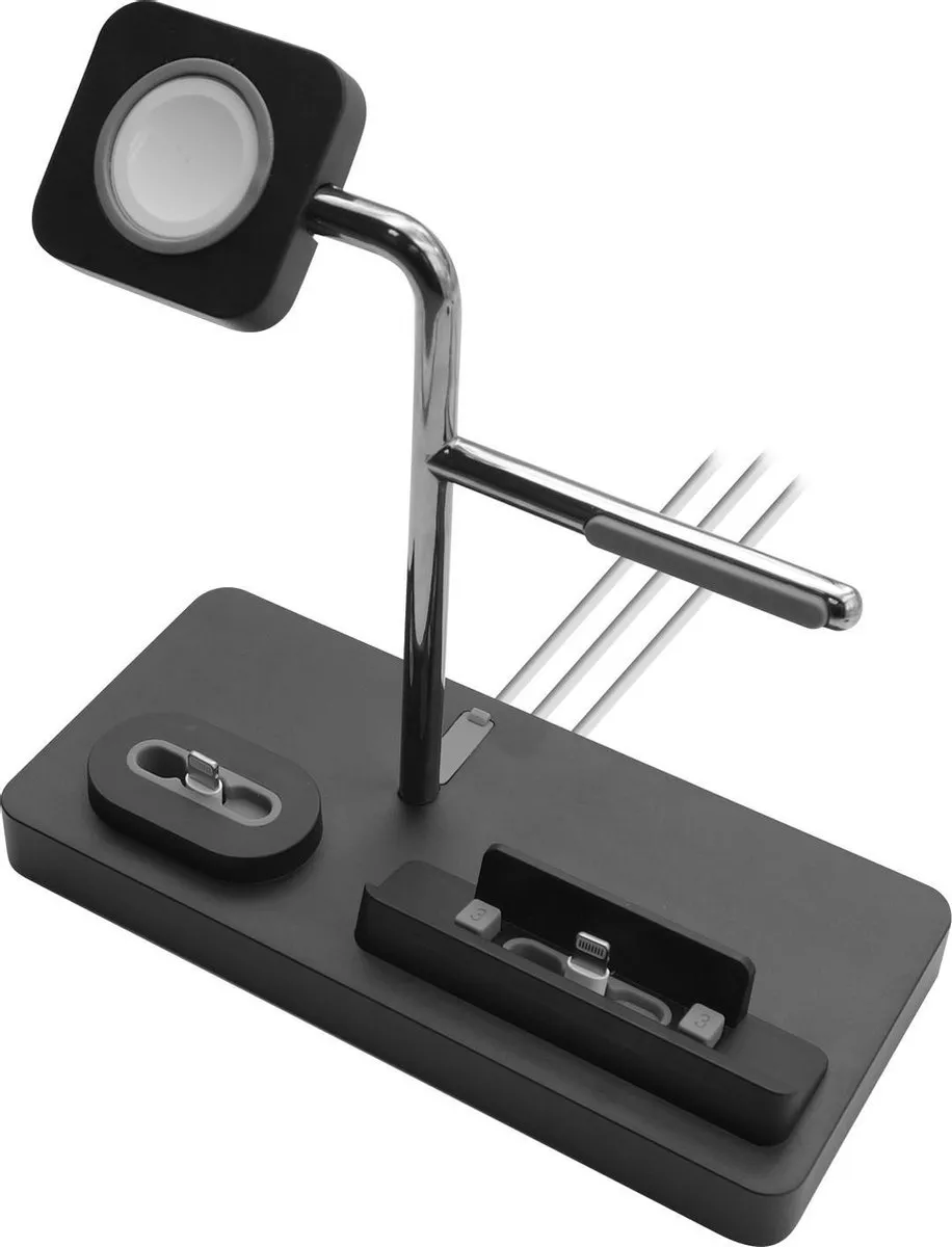 Macally MWATCHSTAND3 3-in-1 Standaard - Apple Watch/iPhone - Zwart