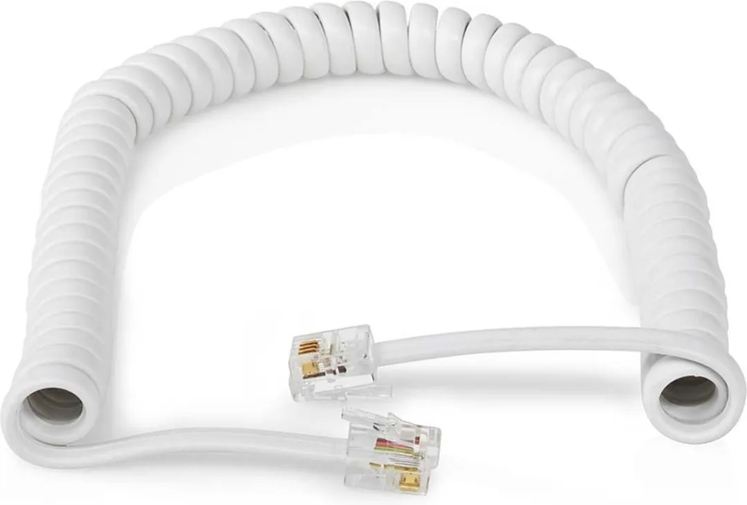 Nedis Telecomkabel TCGB90100WT20 RJ10 - 2m - Gekruld - Wit
