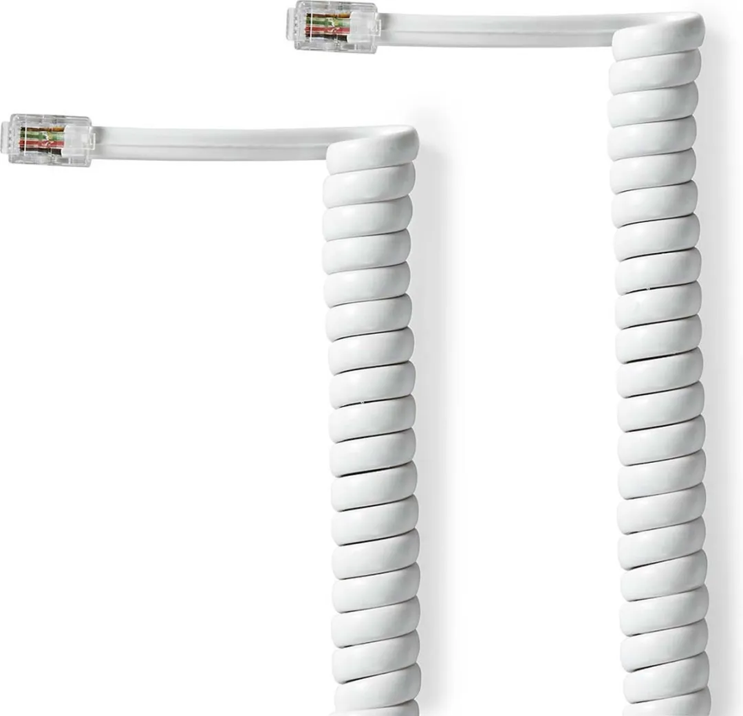 Nedis Telecomkabel TCGB90100WT20 RJ10 - 2m - Gekruld - Wit