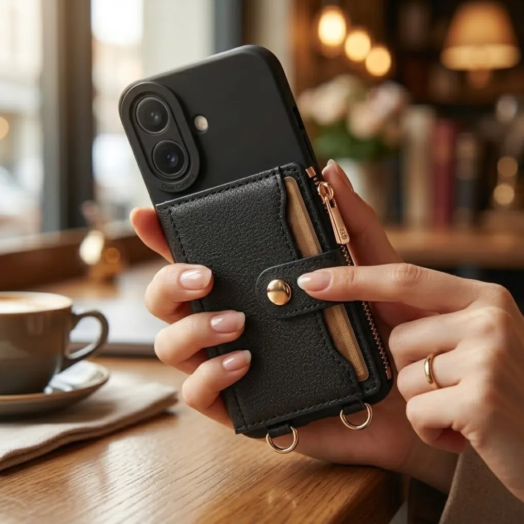 NUVEX iPhone 16 Hoesje met Portemonnee - Zwart