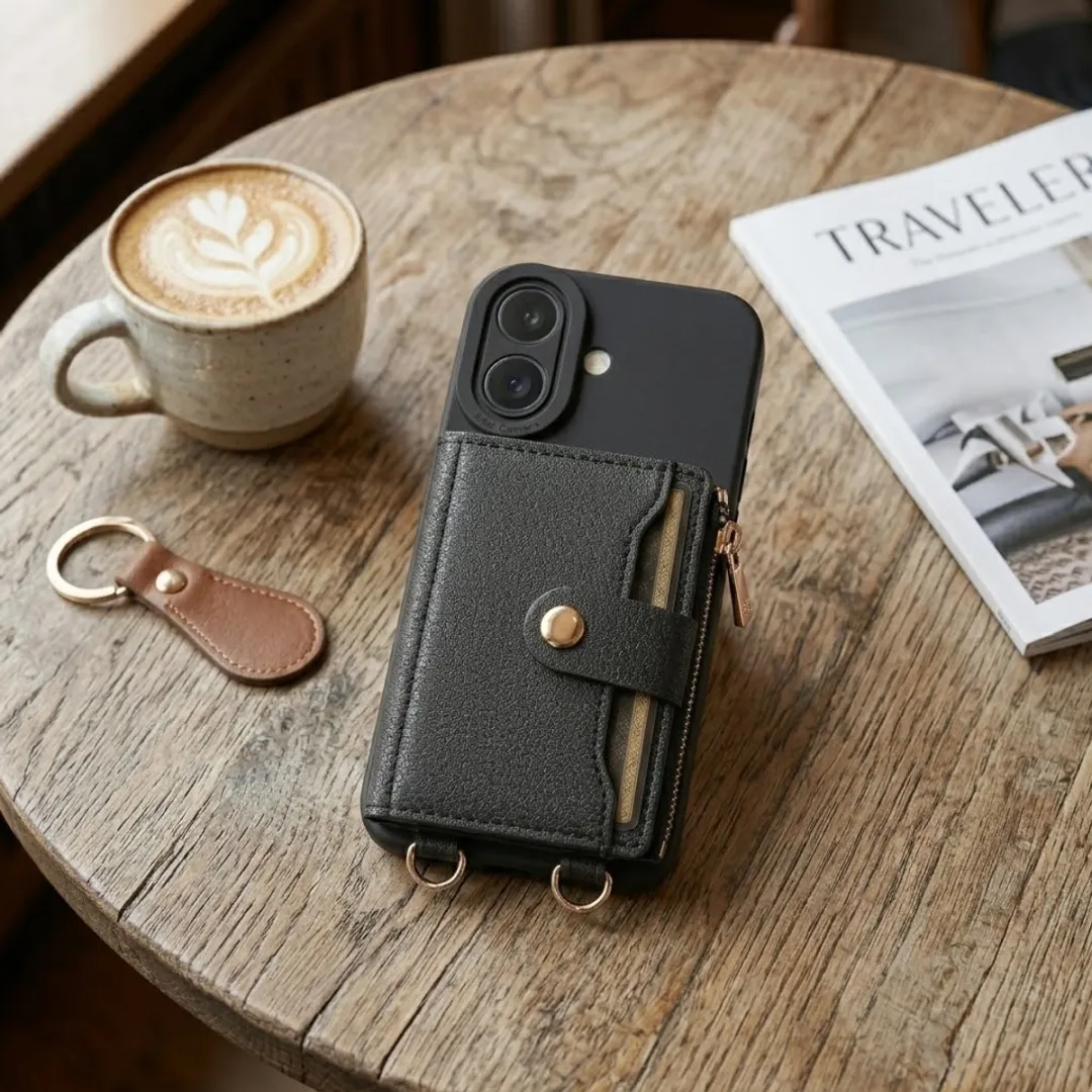 NUVEX iPhone 16 Hoesje met Portemonnee - Zwart