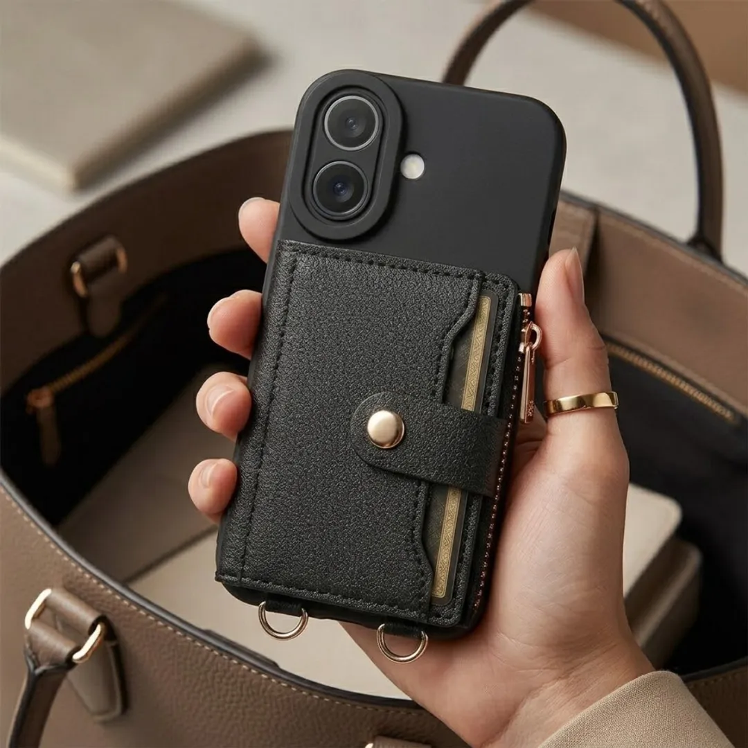 NUVEX iPhone 16 Hoesje met Portemonnee - Zwart