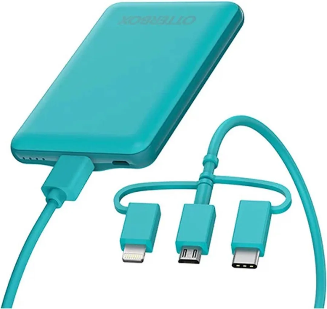 OtterBox USB-A Powerbank 5000mAh 10W 3-in-1 Kabel Blauw