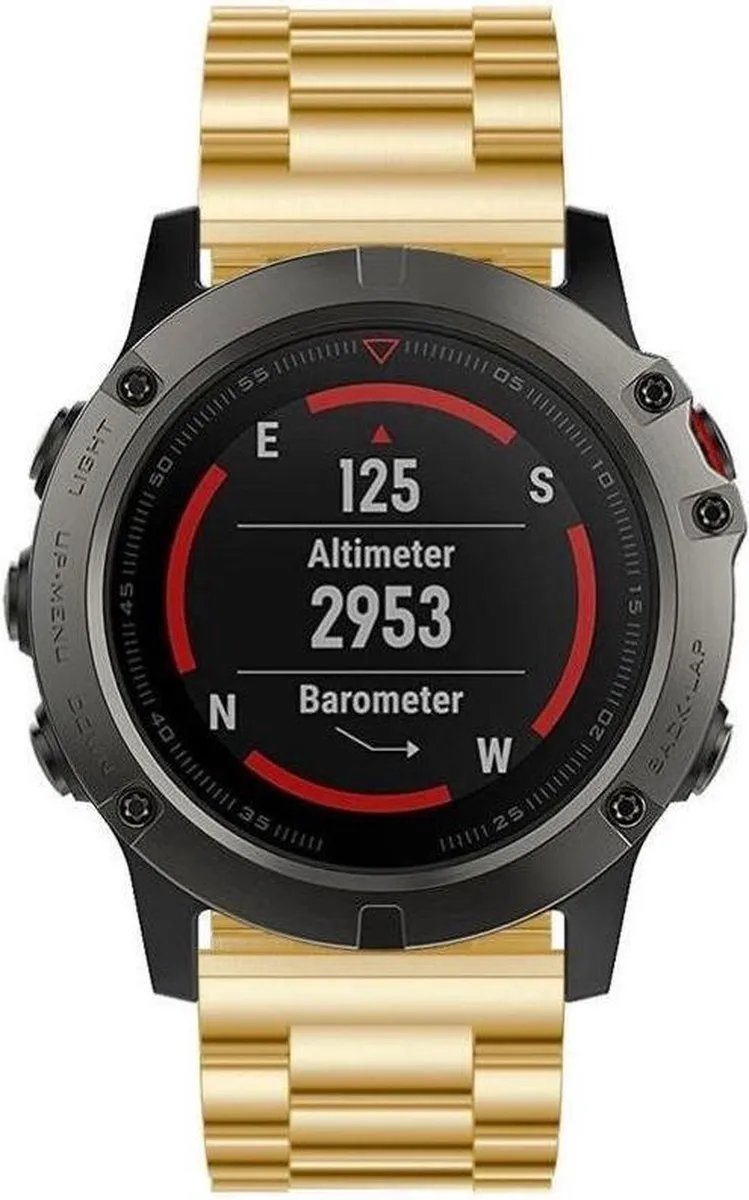 Just in Case RVS Bandje Garmin Fenix 5X - M/L - Goud