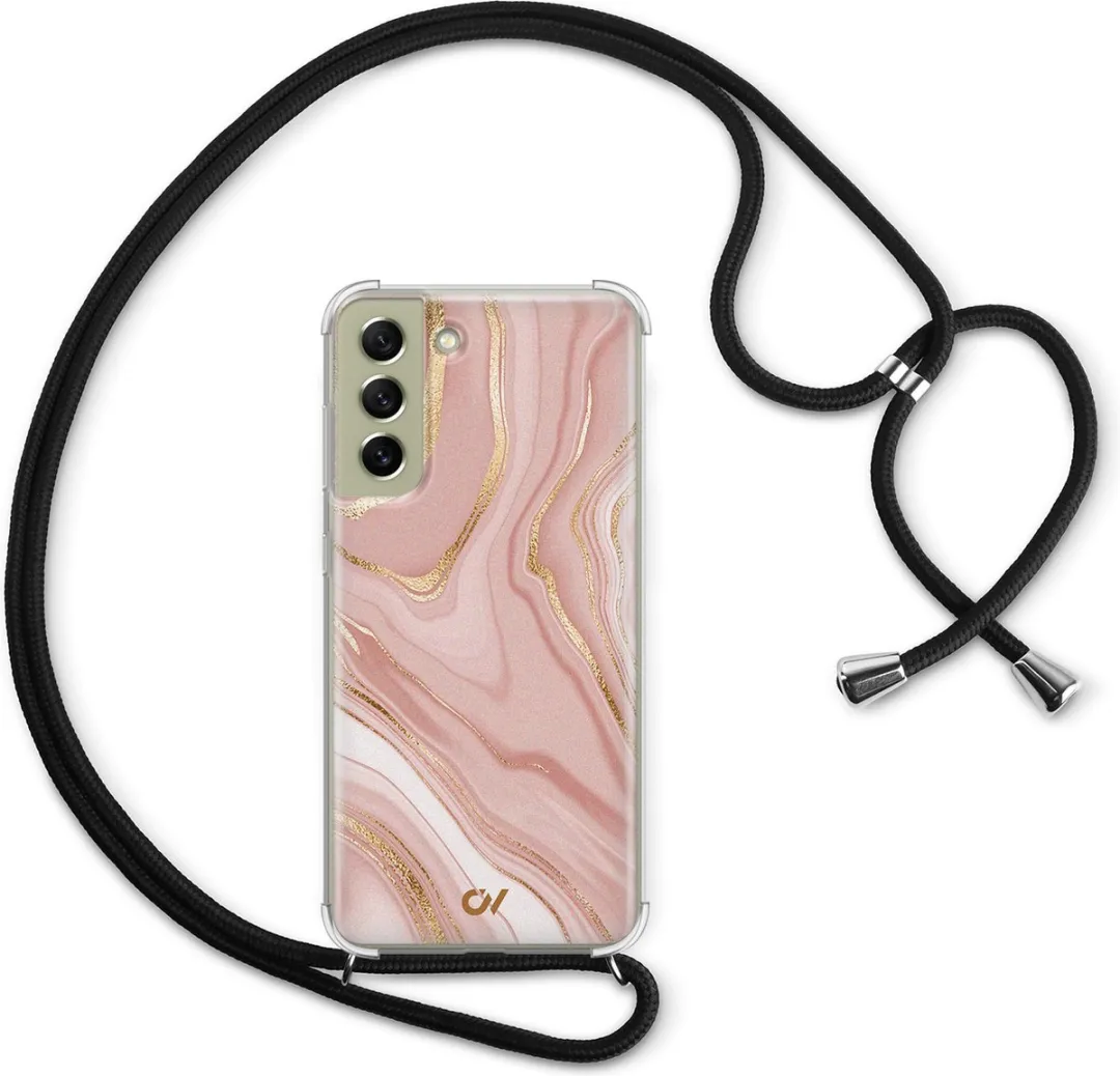 Casevibes S21 FE Telefoonhoesje - Roze Marble - Crossbody - C/S21FE/UV/004