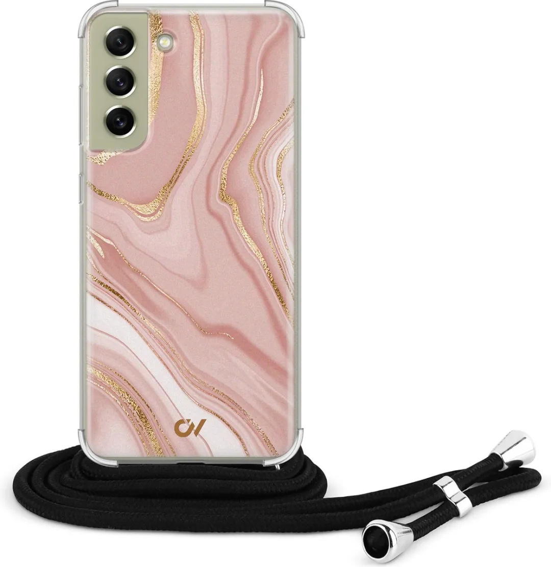 Casevibes S21 FE Telefoonhoesje - Roze Marble - Crossbody - C/S21FE/UV/004