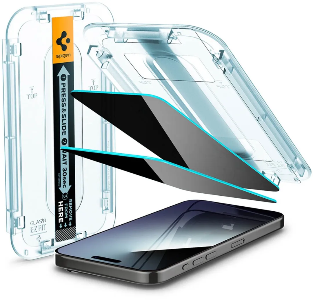 Spigen EZ Fit Glas.tR Privacy Screenprotector iPhone 15 Pro Max - 2 Stuks