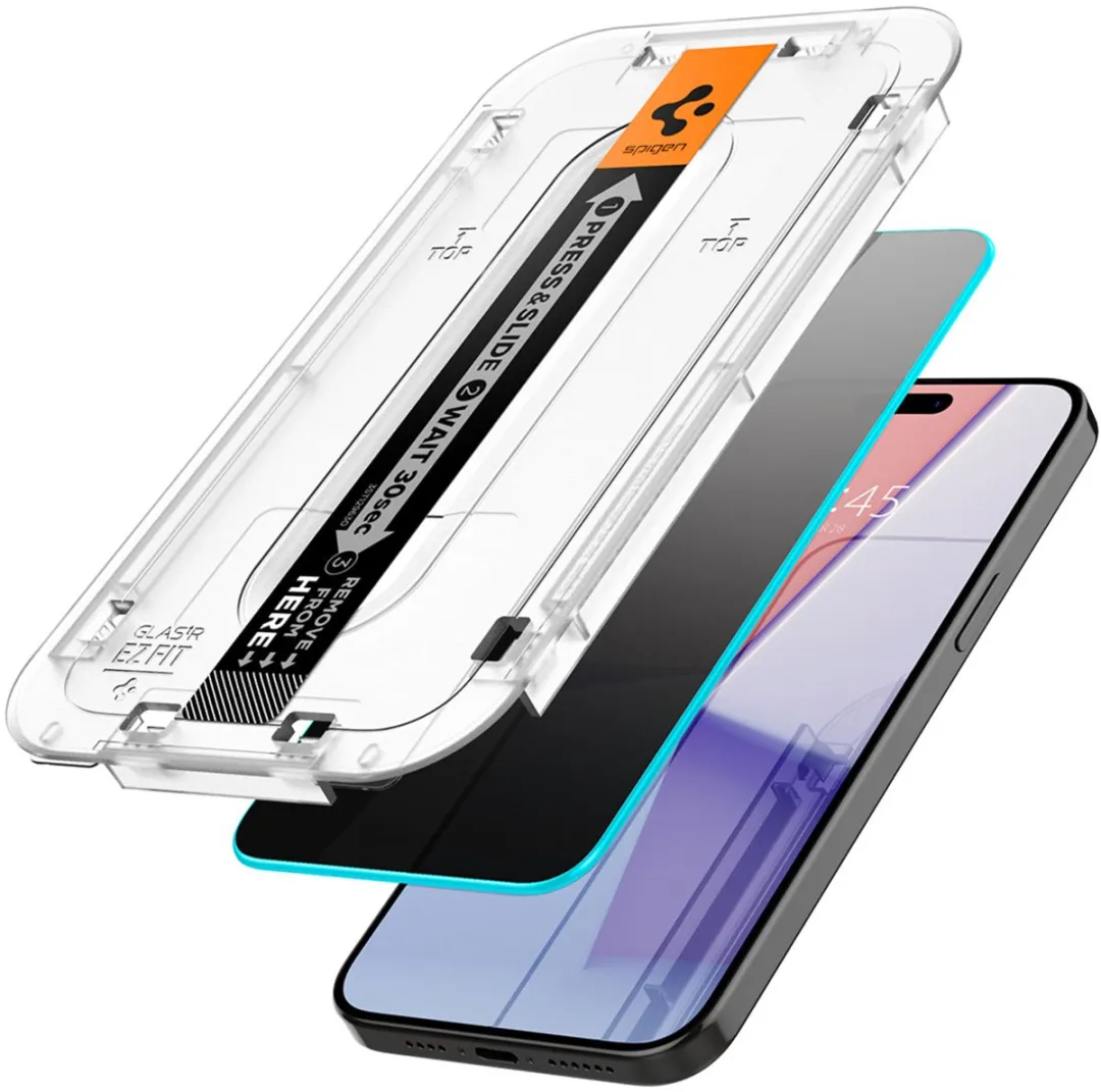 Spigen EZ Fit Glas.tR Privacy Screenprotector iPhone 15 Pro Max - 2 Stuks