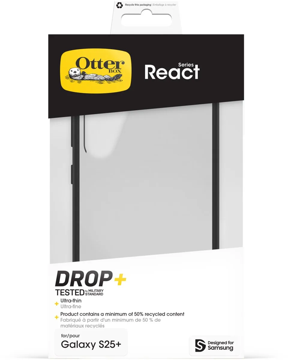 OtterBox React Backcover S25 Plus - Zwart & Transparant