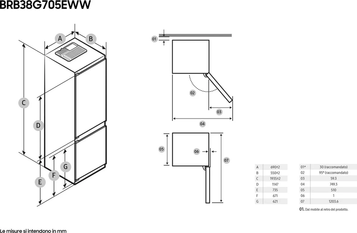 Samsung BRB38G705EWW Inbouw Koel-Vriescombinatie 389L - Wit - afbeelding 6 van 6