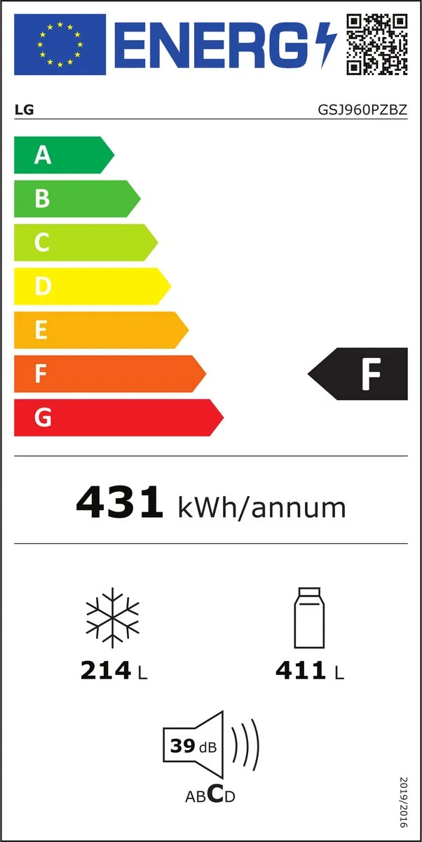 LG GSJ960PZBZ Koelvriescombinatie - 601L - 4 Plateaus