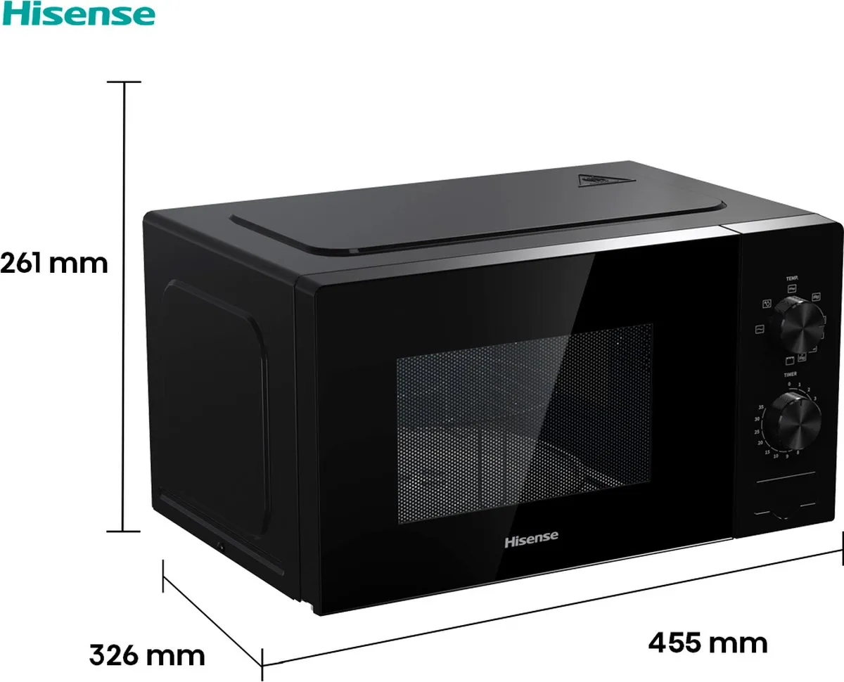 Hisense H20MOBP1G Magnetron 20L 1000W - Zwart - afbeelding 5 van 6