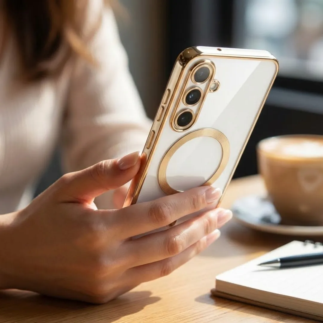 NUVEX Transparant Telefoonhoesje S24 MagSafe - Goud