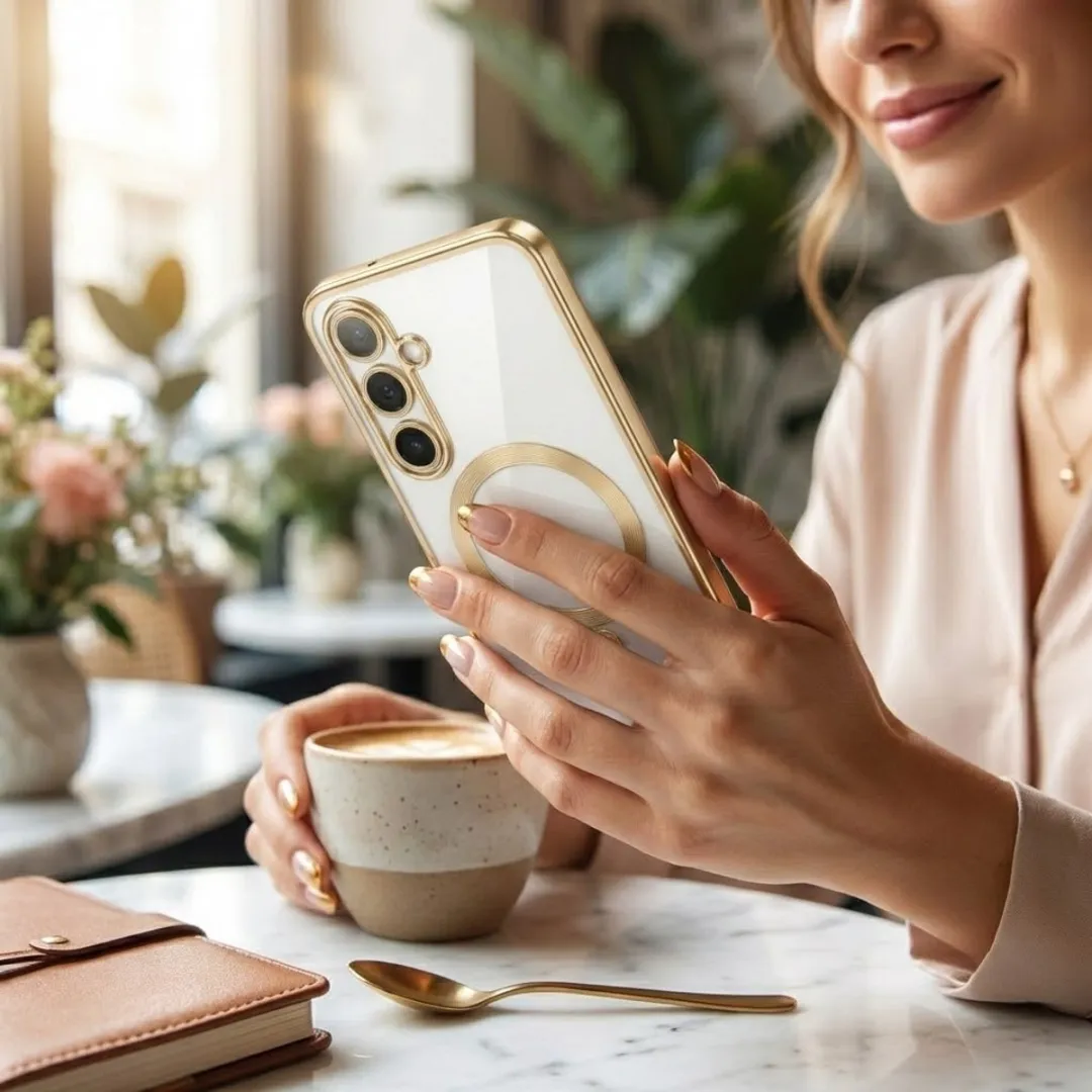 NUVEX Transparant Telefoonhoesje S24 MagSafe - Goud