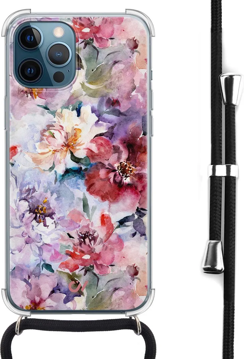 Casevibes Telefoonhoesje iPhone 12 Bloemen Acryl Roze C/12/UV/006
