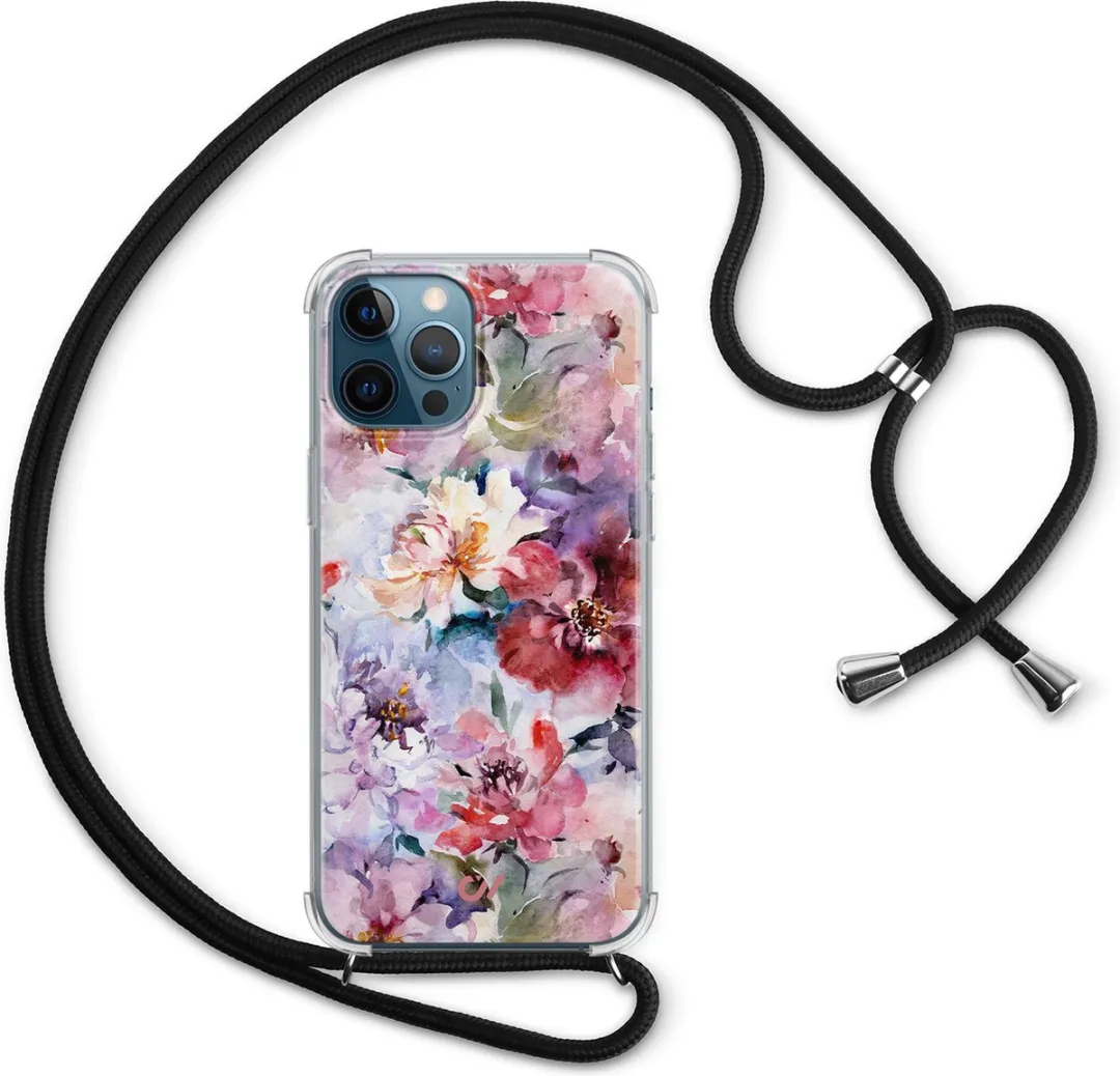 Casevibes Telefoonhoesje iPhone 12 Bloemen Acryl Roze C/12/UV/006