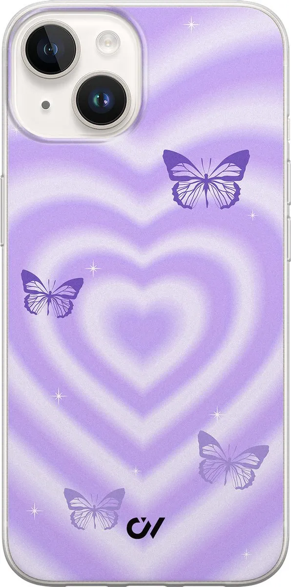 Casevibes Hoesje iPhone 14 Retro Hart Vlinder