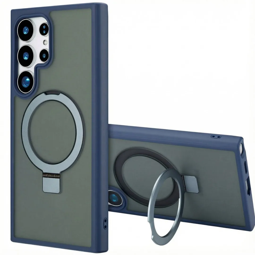 Accezz Hoesje Samsung Galaxy S24 Ultra Magnetische Ring - Blauw