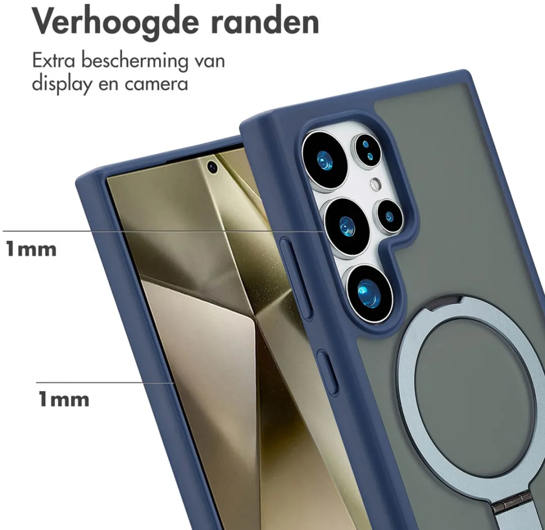 Accezz Hoesje Samsung Galaxy S24 Ultra Magnetische Ring - Blauw