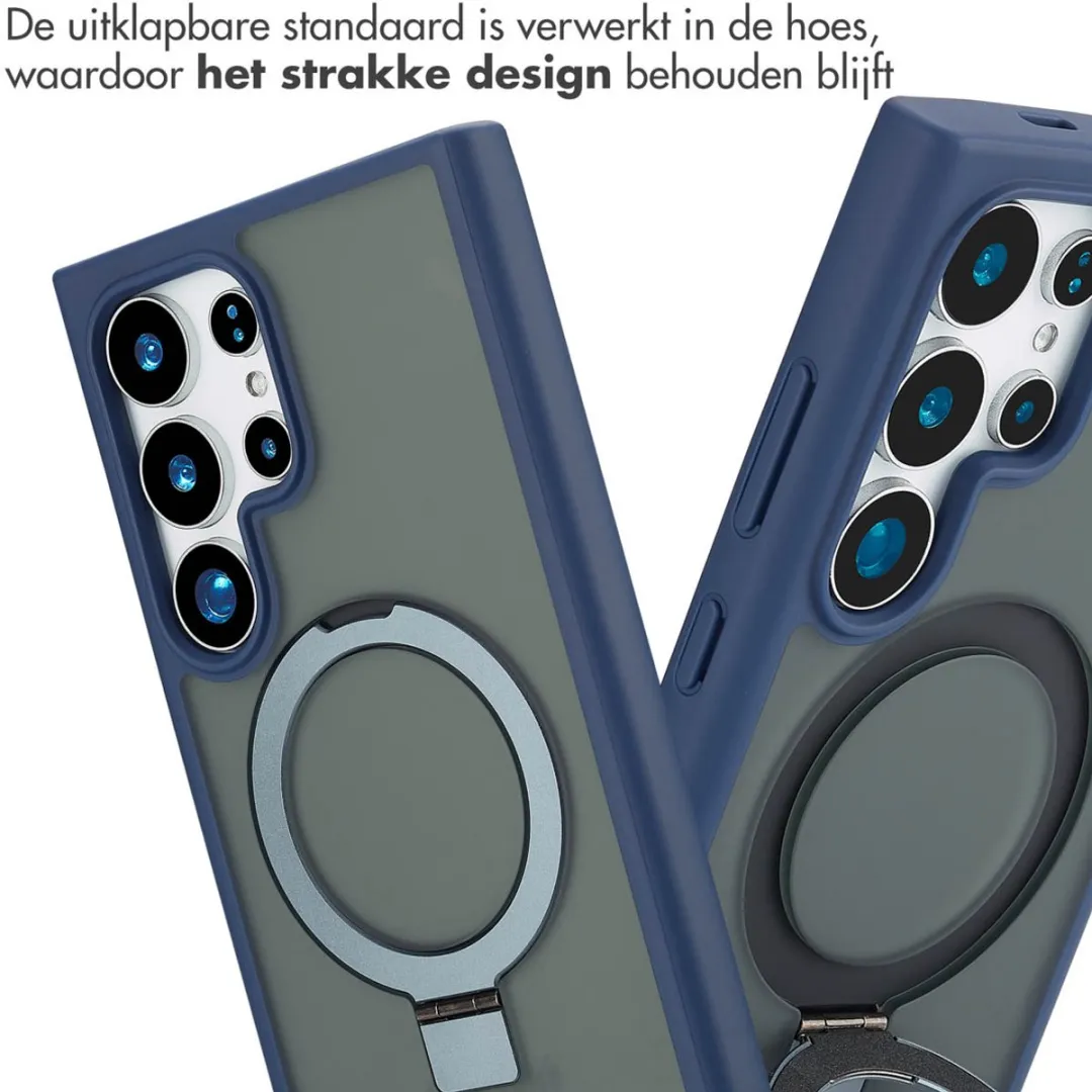 Accezz Hoesje Samsung Galaxy S24 Ultra Magnetische Ring - Blauw