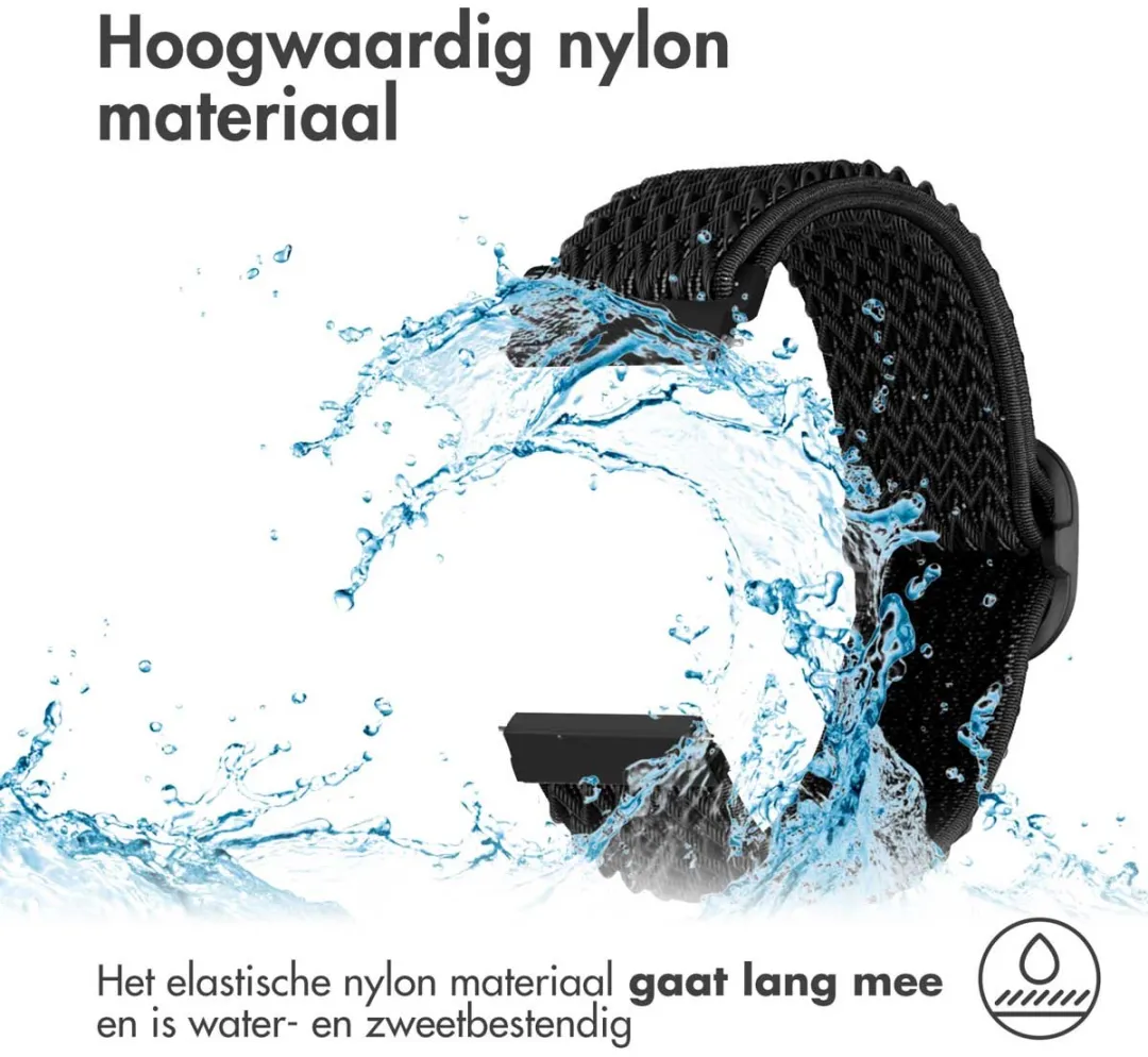 Imoshion Elastisch Nylonbandje 22mm - Smartwatch - Zwart