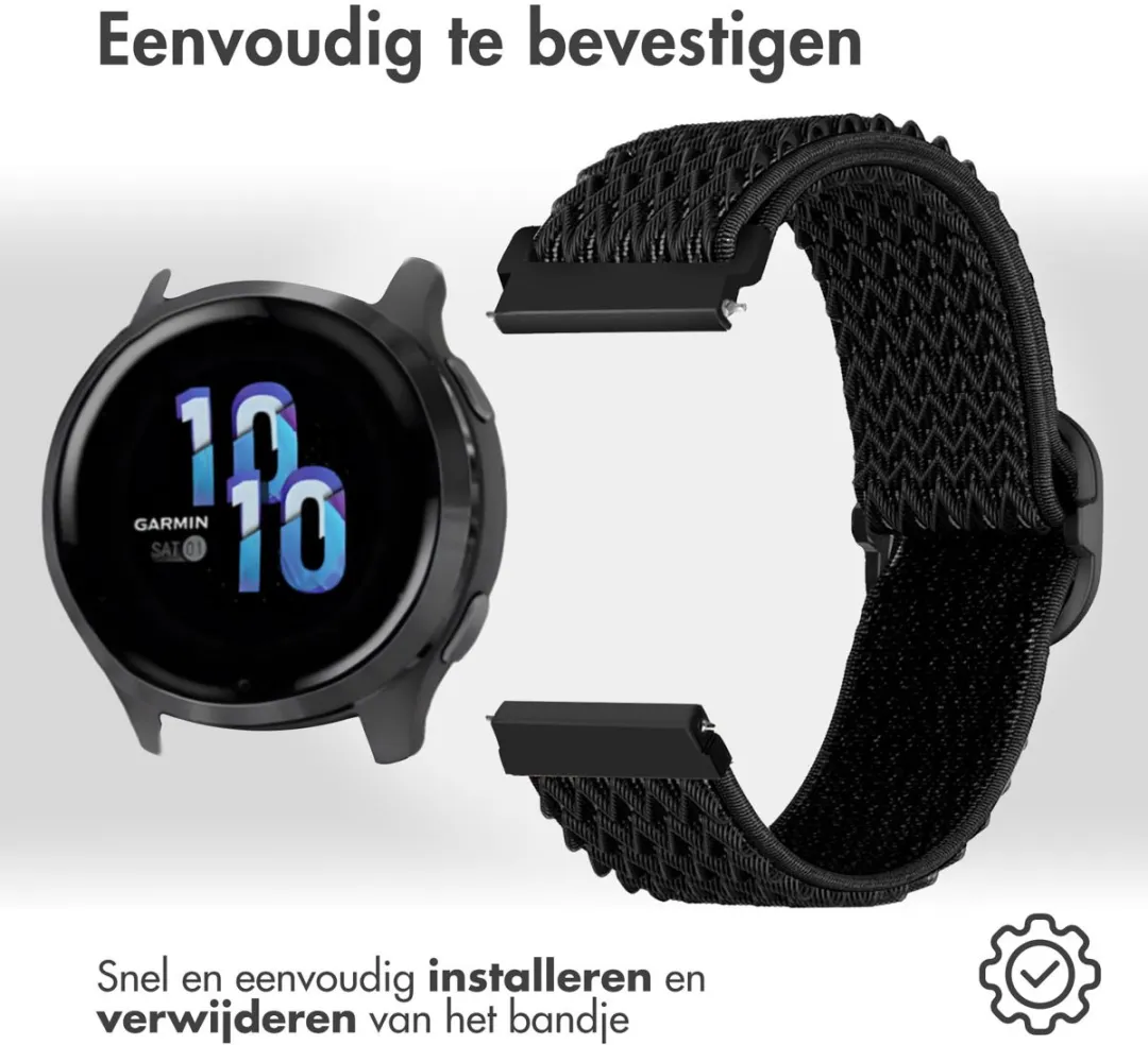Imoshion Elastisch Nylonbandje 22mm - Smartwatch - Zwart