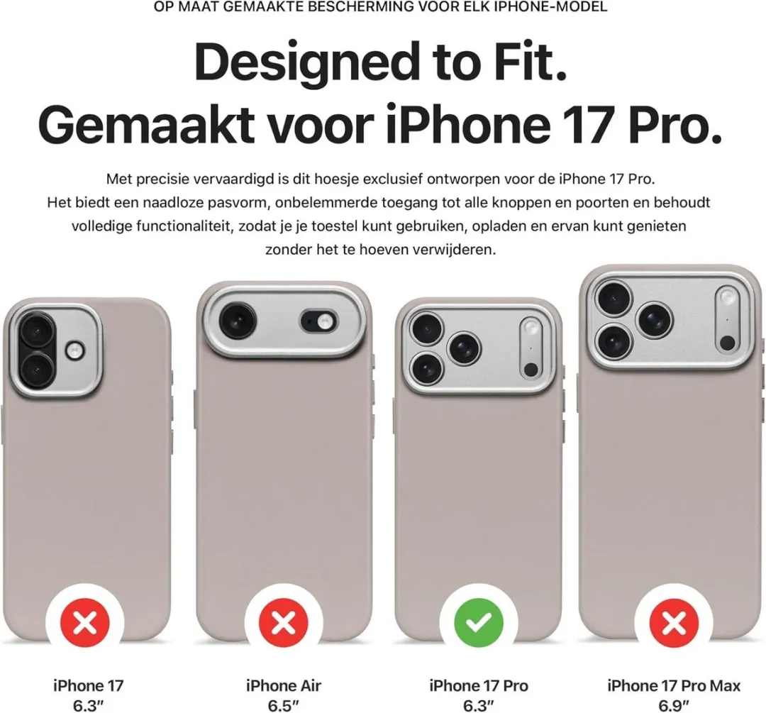 Decoded Leren Hoesje iPhone 17 Pro - Clay Beige - DEC-I17P-LC-BG