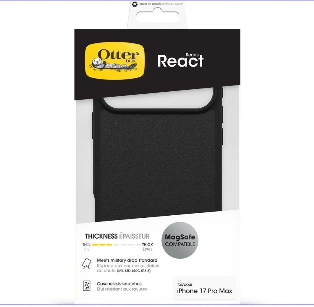 OtterBox React MagSafe Hoesje 77-99290 - iPhone 17 Pro Max - Zwart