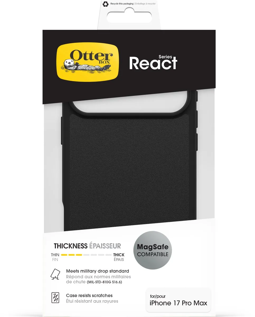 OtterBox React MagSafe Hoesje 77-99290 - iPhone 17 Pro Max - Zwart