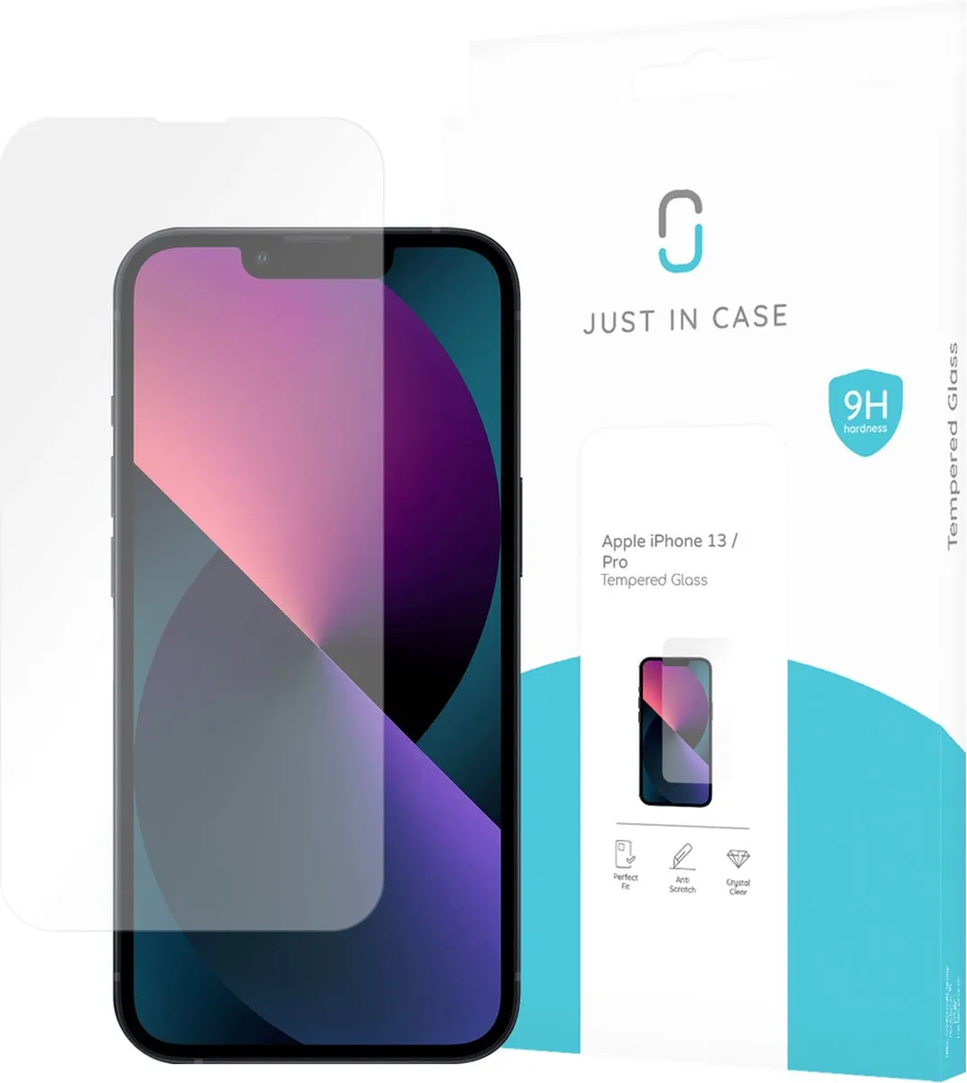 Just in Case Cazy Screenprotector iPhone 13/13 Pro - Transparant - afbeelding 6 van 6