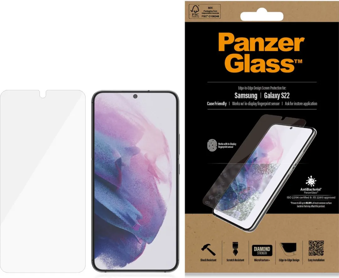 PanzerGlass Screenprotector Samsung Galaxy S22 - Edge to Edge - 1 Stuk - afbeelding 6 van 6