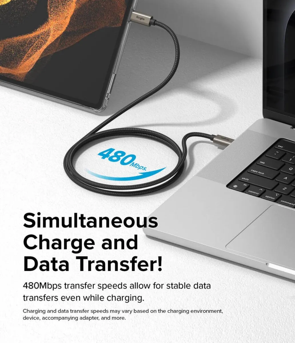 Ringke Fast Charging Basic USB-C Kabel 60W - 0,5M - Zwart