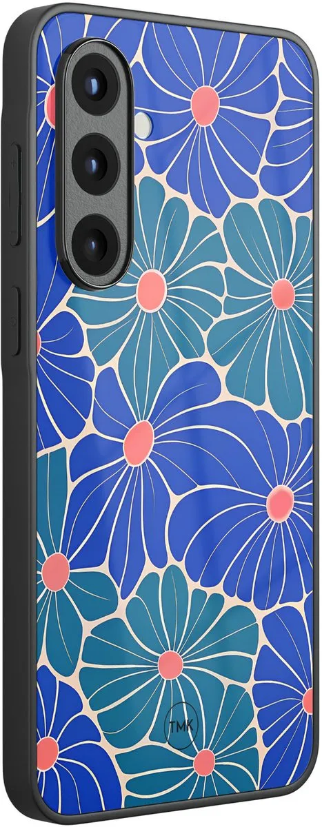 Casevibes Hoesje Samsung Galaxy A57 - Indigo Bloemen - TPU Bruin