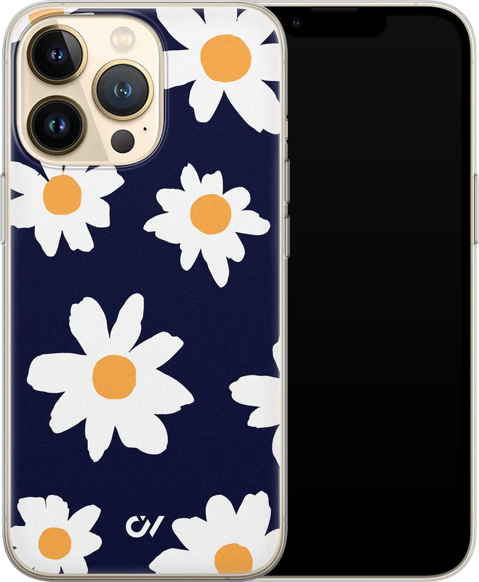 Casevibes iPhone 13 Pro Hoesje - Blauw Sweet Daisies