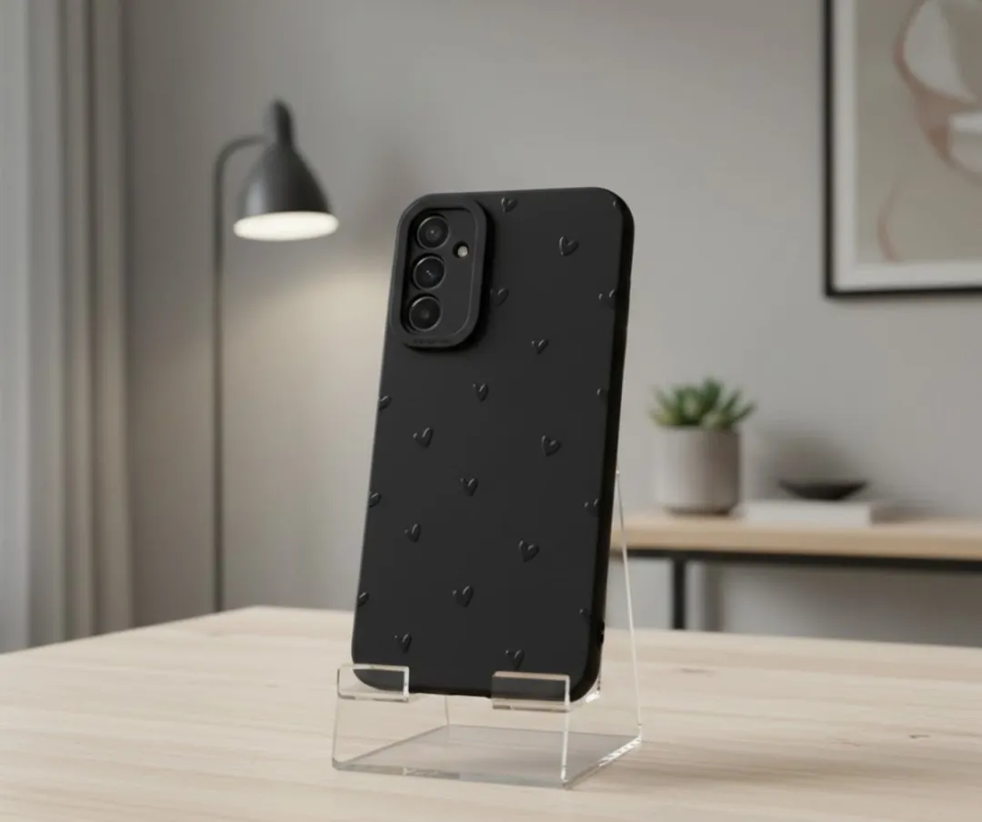 NUVEX Hoesje Samsung Galaxy S25 Plus - Mat Zwart - Hartjes Design
