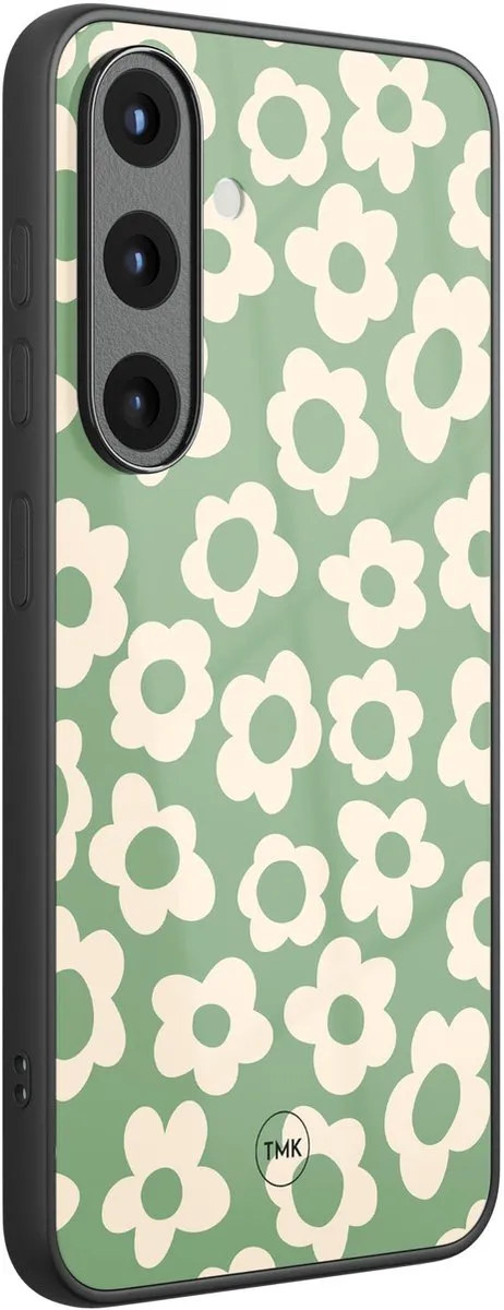 Casevibes Hoesje Samsung Galaxy S25 Retro Cute Flowers Groen - TPU