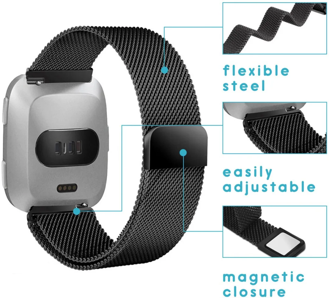 Imoshion Milanees Watchband Zwart - Fitbit Versa 2/Lite