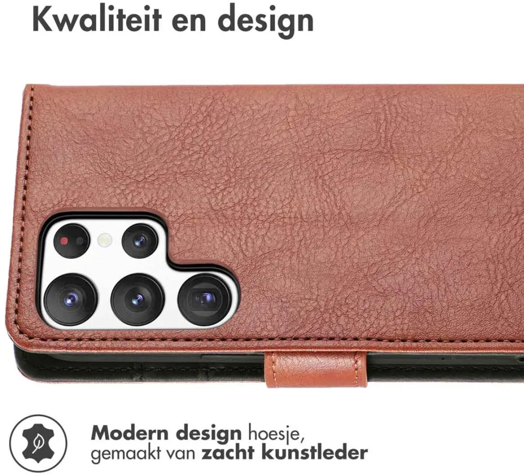 imoshiion Hoesje Samsung Galaxy S23 Ultra - 3 Pasjes - Bruin