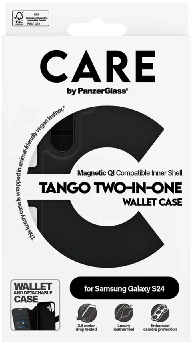 PanzerGlass CARE Feature Case Tango Two-in-One Wallet S24 - Zwart - 1163