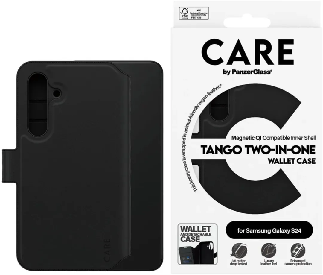 PanzerGlass CARE Feature Case Tango Two-in-One Wallet S24 - Zwart - 1163