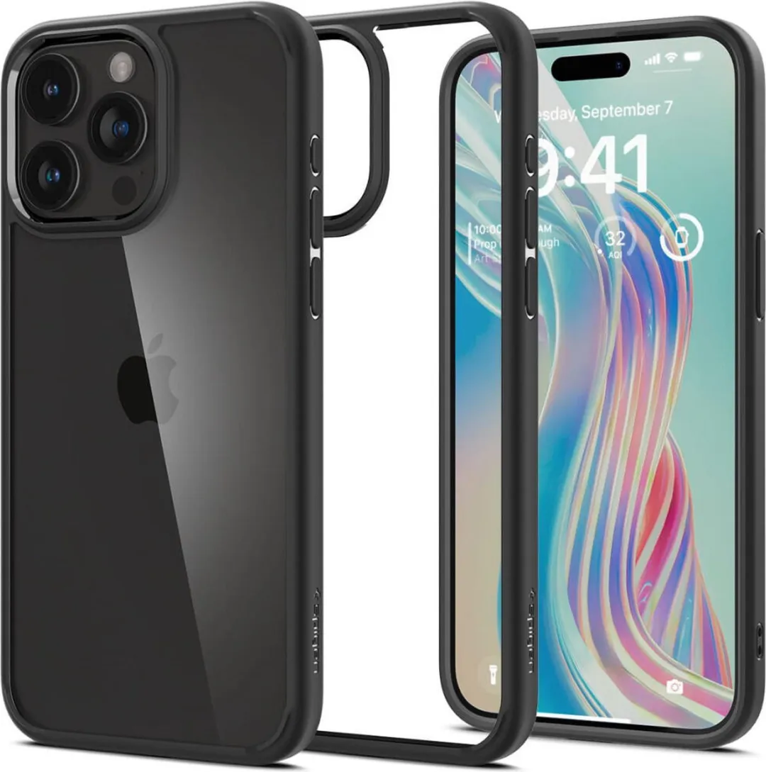Spigen Crystal Hybrid 8809896747585 Hoesje - iPhone 15 Pro Max - Matte Zwart - afbeelding 6 van 6
