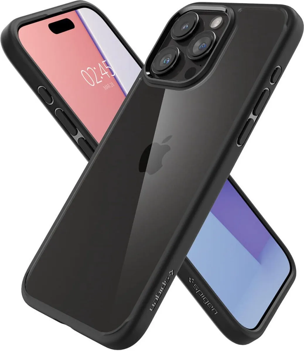 Spigen Crystal Hybrid 8809896747585 Hoesje - iPhone 15 Pro Max - Matte Zwart
