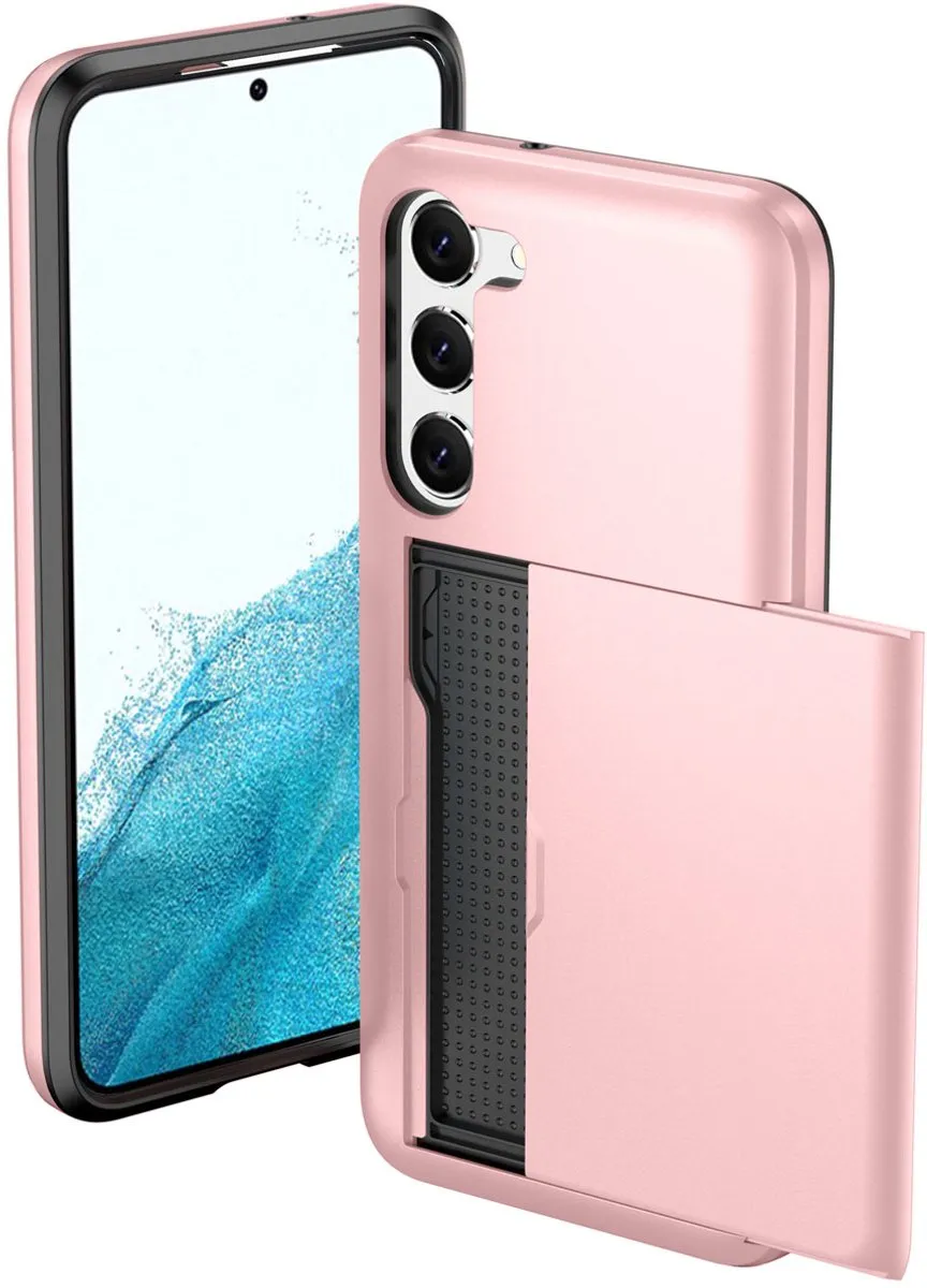imosHion Hoesje Samsung Galaxy S23 - Rosé Goud - 2 Pasjes